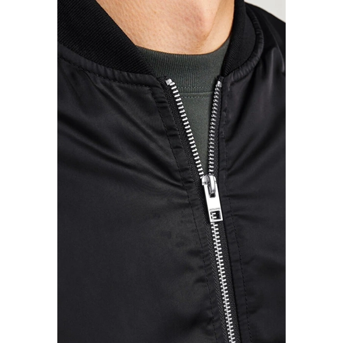 ERKEK SİYAH BOMBER MONT – FERMUARLI, CEPLİ, KAPİTONE ASTARLI RAHAT GÜNLÜK CEKET BAHAR & KIŞ KULLANIMA UYGUN - SİYAH