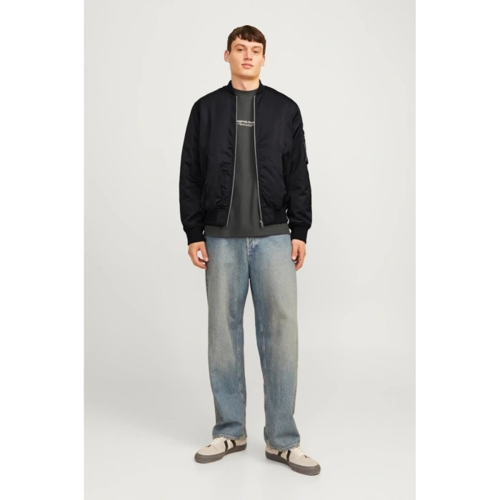 ERKEK SİYAH BOMBER MONT – FERMUARLI, CEPLİ, KAPİTONE ASTARLI RAHAT GÜNLÜK CEKET BAHAR & KIŞ KULLANIMA UYGUN - SİYAH