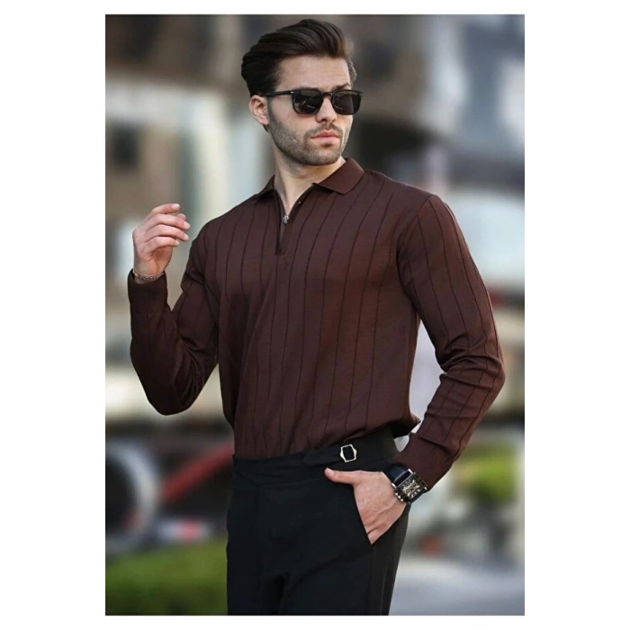 erkek yarım fermuarlı polo yaka tarz premium kalite özel tasarım erkek kışlık kazak