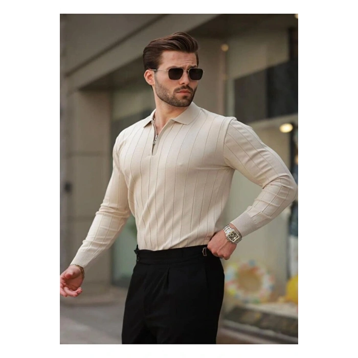 erkek yarım fermuarlı polo yaka tarz premium kalite özel tasarım erkek kışlık kazak