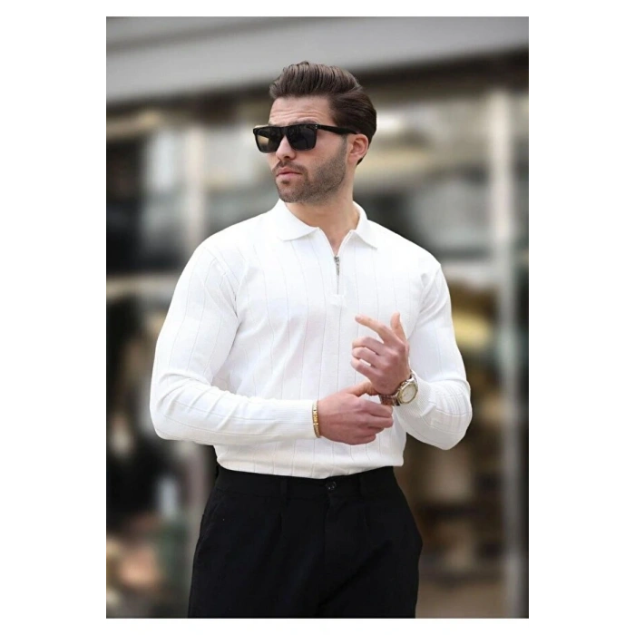 erkek yarım fermuarlı polo yaka tarz premium kalite özel tasarım erkek kışlık kazak