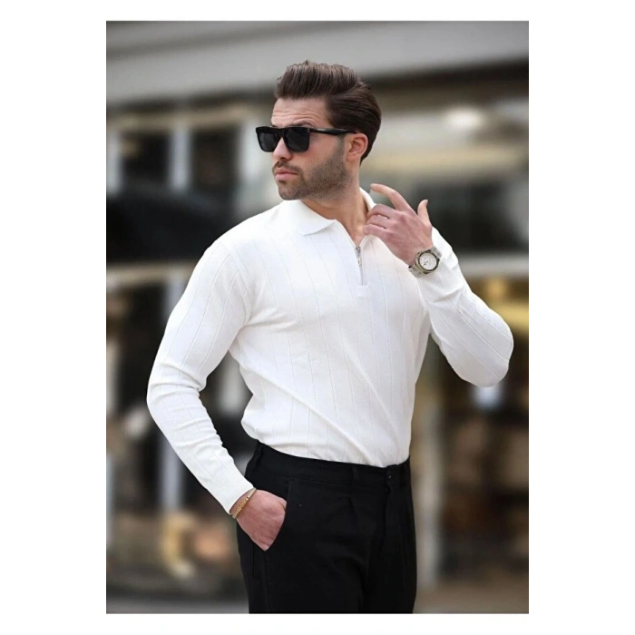 erkek yarım fermuarlı polo yaka tarz premium kalite özel tasarım erkek kışlık kazak