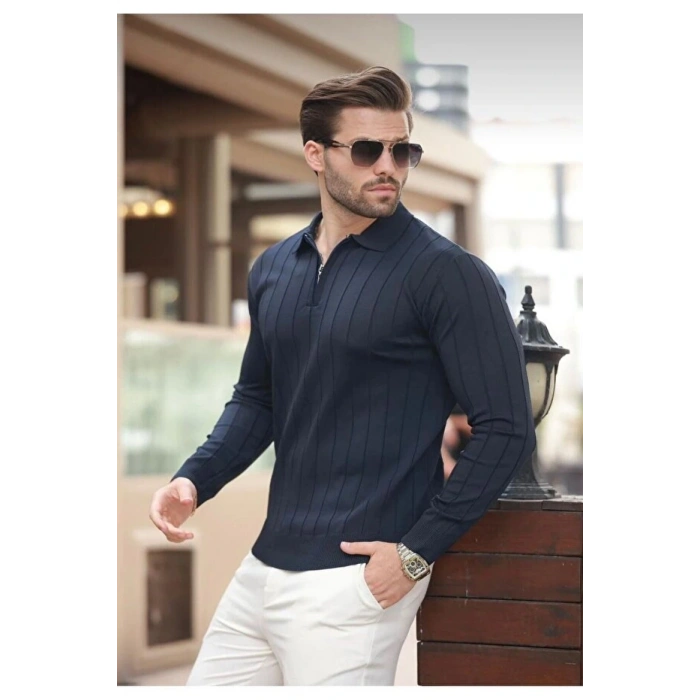 erkek yarım fermuarlı polo yaka tarz premium kalite özel tasarım erkek kışlık kazak