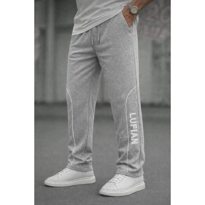 Erkek Yazlık Baggy Bol Paça Rahat Kalıp Eşofman Altı Gri
