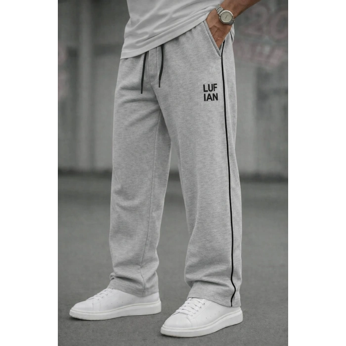 Erkek Yazlık Baggy Bol Paça Rahat Kalıp Eşofman Altı Gri