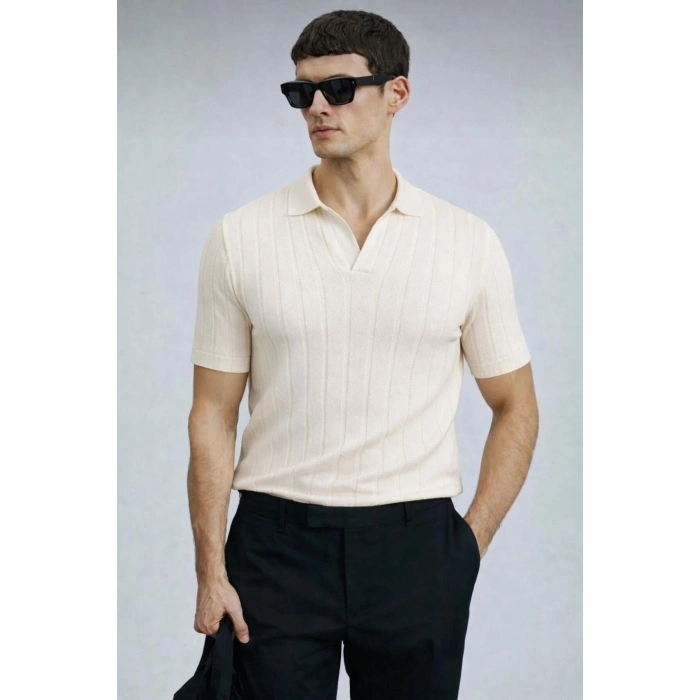 erkek yazlık kısa kollu slim fit polyemid kumaş kalitesi triko tişört Beyaz