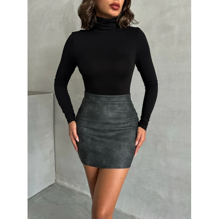 Eskitme deri mini etek