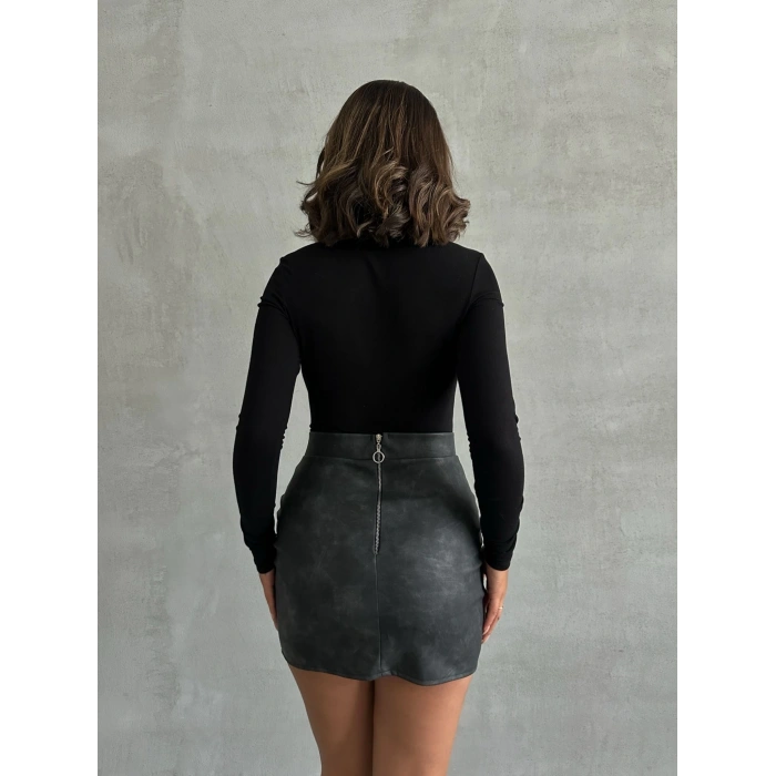 Eskitme deri mini etek