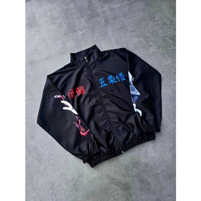 FERMUARLI DİJİTAL BASKILI RÜZGARLIK - SİYAH