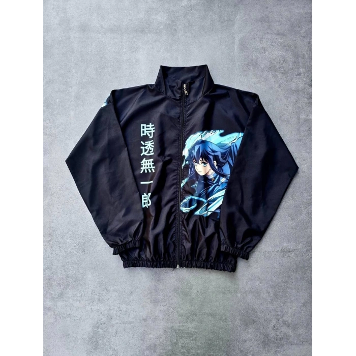 FERMUARLI DİJİTAL BASKILI RÜZGARLIK - SİYAH