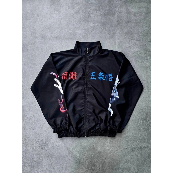 FERMUARLI DİJİTAL BASKILI RÜZGARLIK - SİYAH