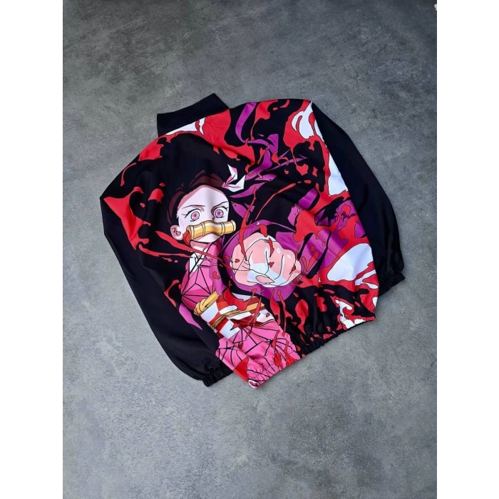 FERMUARLI DİJİTAL BASKILI RÜZGARLIK - SİYAH