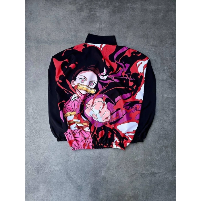 FERMUARLI DİJİTAL BASKILI RÜZGARLIK - SİYAH