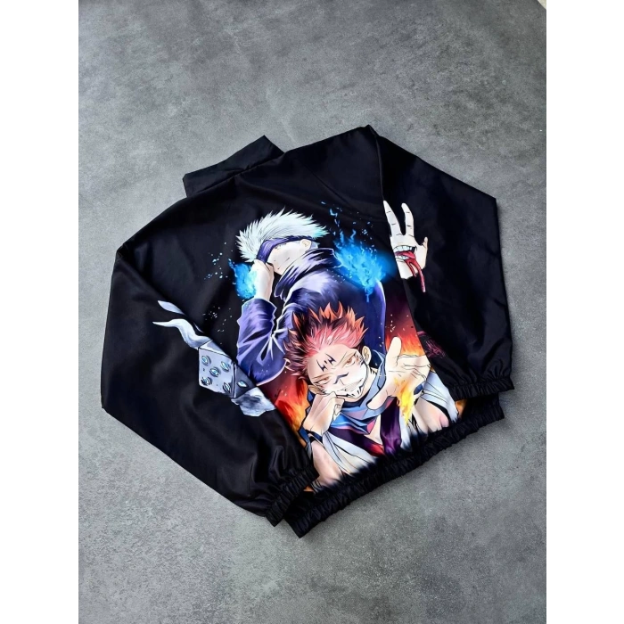 FERMUARLI DİJİTAL BASKILI RÜZGARLIK - SİYAH