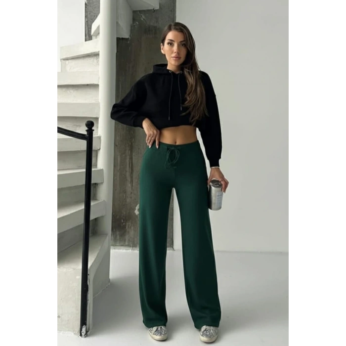 Fit comfort bej salaş pantolon petrol yeşili A6011