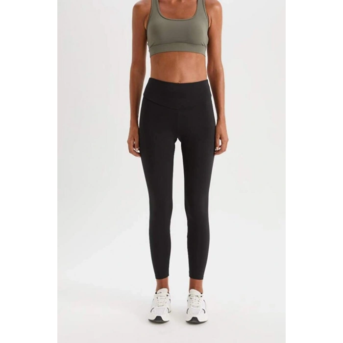Fit Yüksek Bel Beli Saran Esnek Basic Düz Sporcu Tayt B4147ax25sp