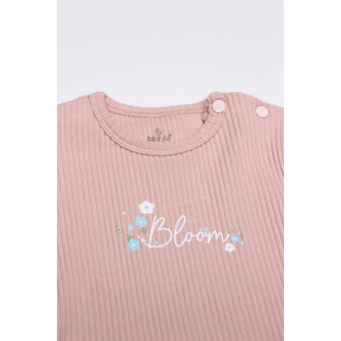 Flying Bloom White Yarım Kol 2Li Body 17118 Gül Kurusu