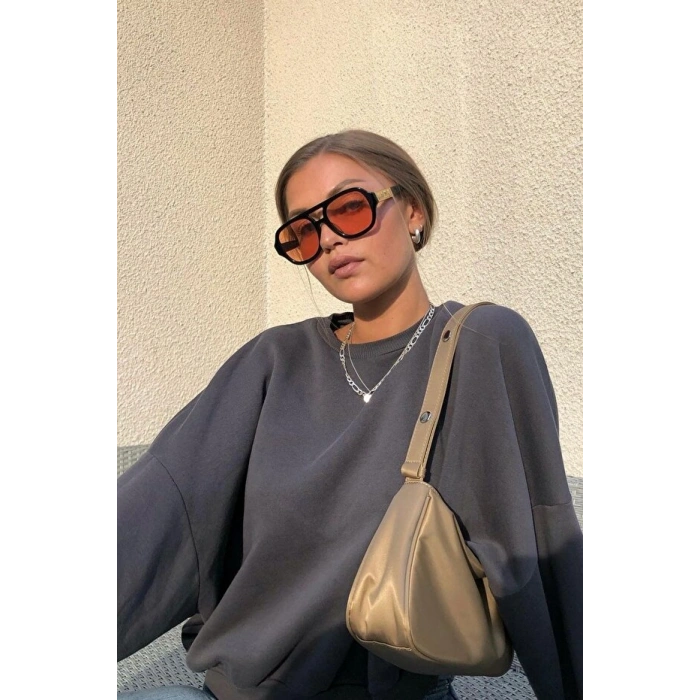 Füme Bisiklet Yaka Basic Sweatshirt MG1559