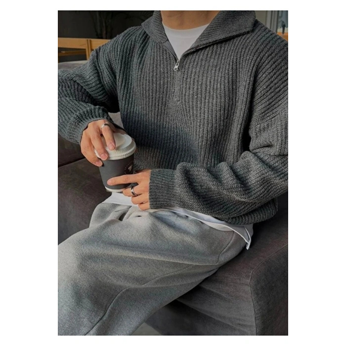 Füme erkek salaş oversize triko kışlık kazak premium kalite