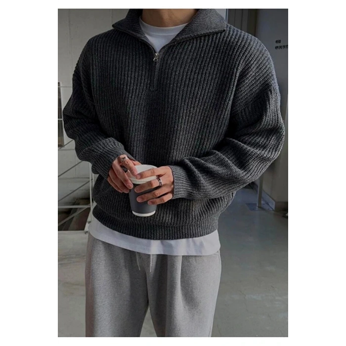 Füme erkek salaş oversize triko kışlık kazak premium kalite