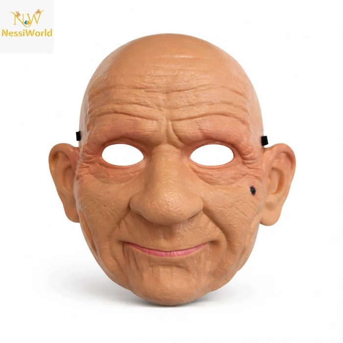 Gerçekçi Yaşlı Adam Maskesi – Lateks Görünümlü Plastik Korku Maskesi