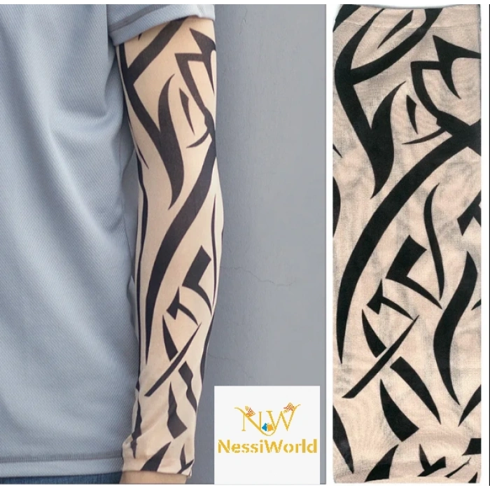 Giyilebilir Kol Dövmesi Çorap Dövme 3D Baskılı Kol Bacak Dövme 2 Adet Model 10