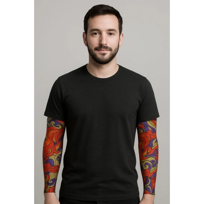 Giyilebilir Kol Dövmesi Çorap Dövme 3D Baskılı Kol Bacak Dövme 2 Adet Model 4