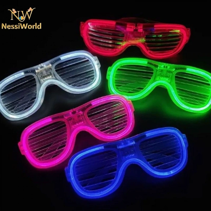Glow Model Led Işıklı Parti Gözlüğü 3 Modlu 5 Renk 5 Adet
