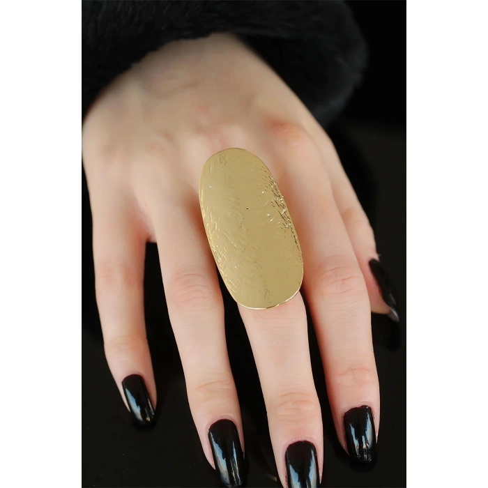 Gold Renk Elips Bayan Ayarlamalı Yüzük