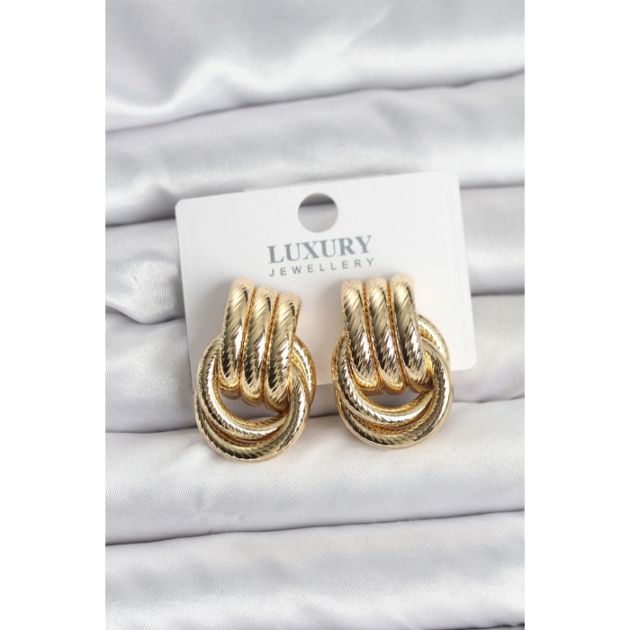 Gold Renk Halka Modelli Pirinç Kadın Küpe