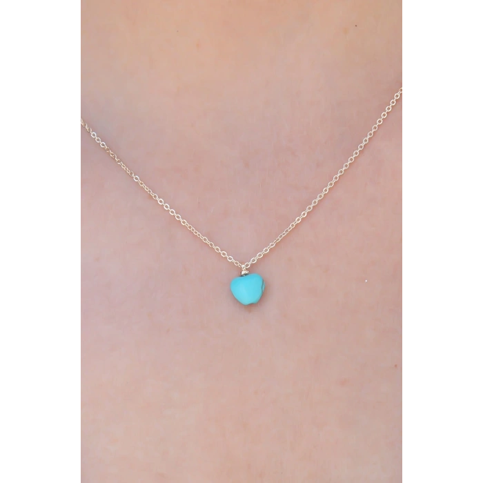 Gold Renk Mavi Boncuk Figür Kadın Kolye