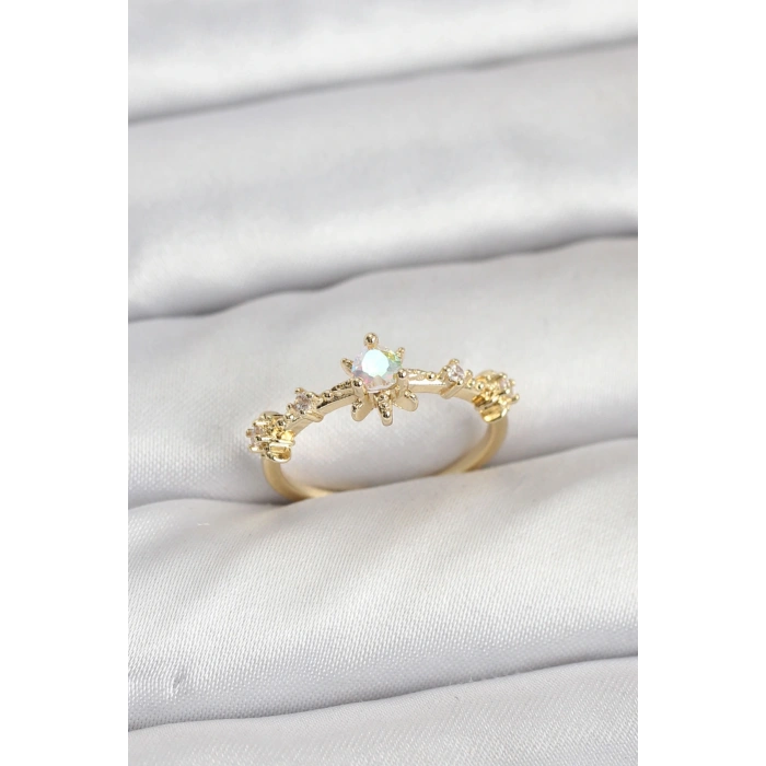 Gold Renk Pirinç Yıldız Model Kadın Yüzük