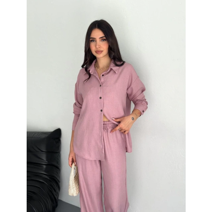 GÖMLEK PANTOLON İKİLİ TAKIM - TOZ PEMBE