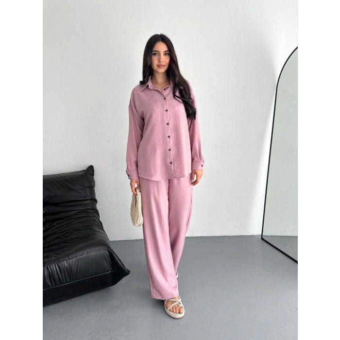 GÖMLEK PANTOLON İKİLİ TAKIM - TOZ PEMBE