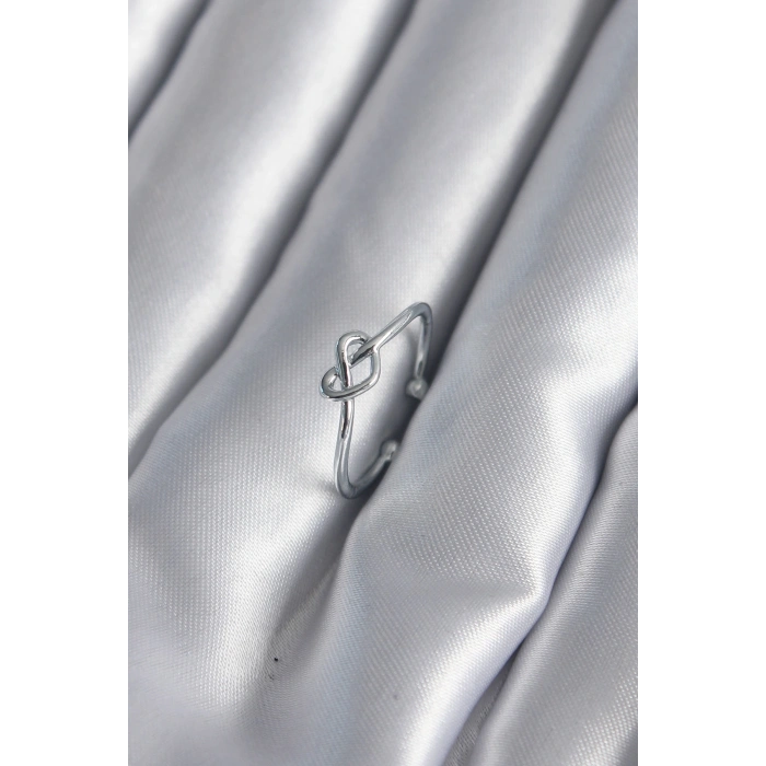 Gümüş Renk Düğüm Kalp Model Kadın Yüzük