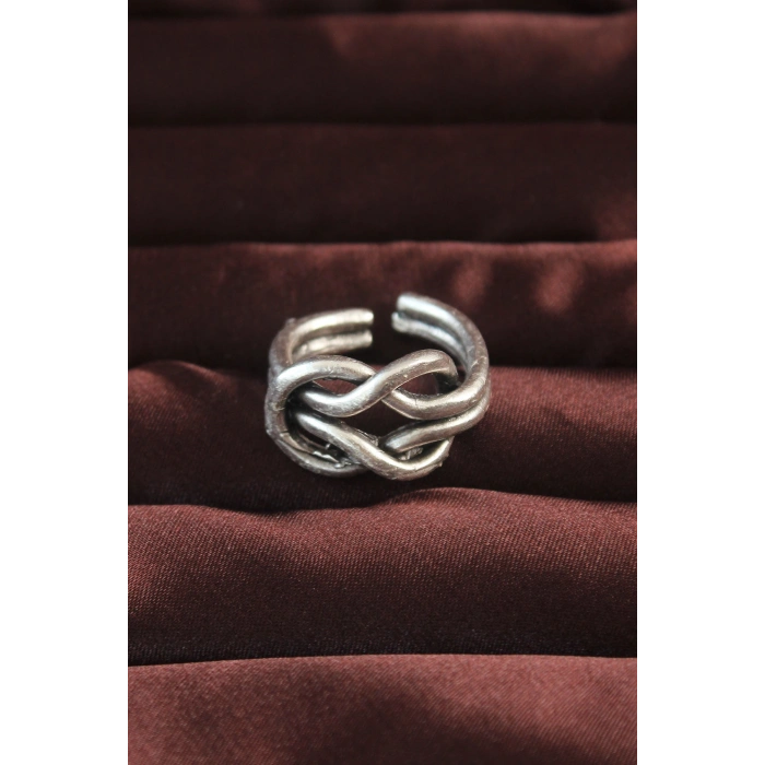 Gümüş Renk Düğüm Model Ayarlamalı Erkek Yüzük