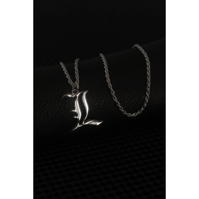 Gümüş Renk L Harf Erkek Kolye