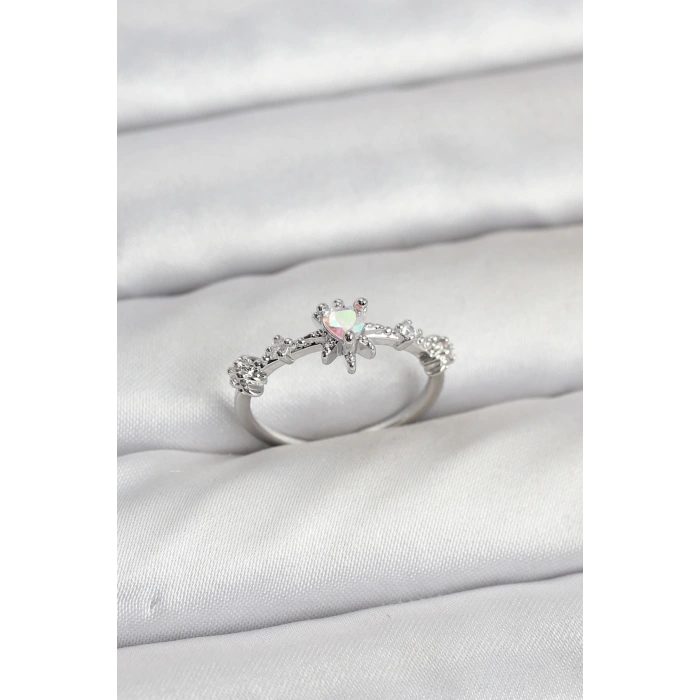 Gümüş Renk Pirinç Yıldız Model Kadın Yüzük