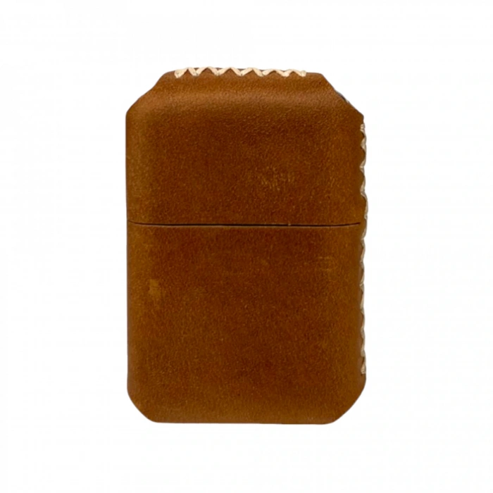 Handmade El Yapımı Hakiki Deri Zippo Modeli Çakmak - AG02001 - Açık Kahverengi