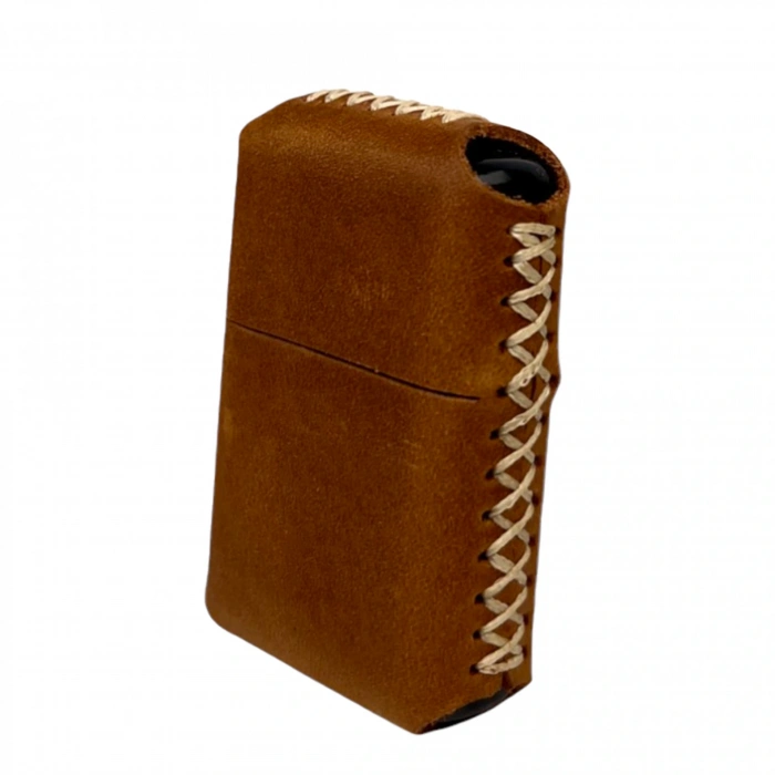 Handmade El Yapımı Hakiki Deri Zippo Modeli Çakmak - AG02001 - Açık Kahverengi