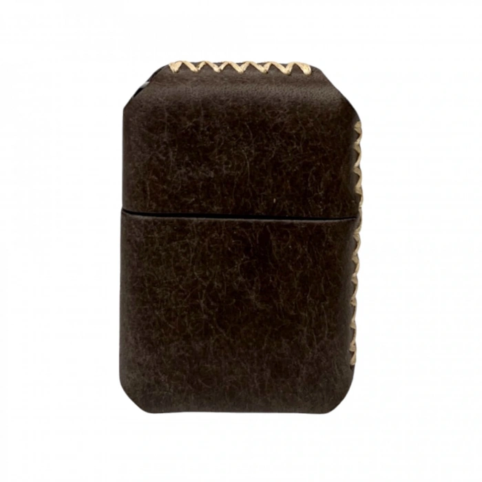 Handmade El Yapımı Hakiki Deri Zippo Modeli Çakmak - AG02001 - Koyu Vizon