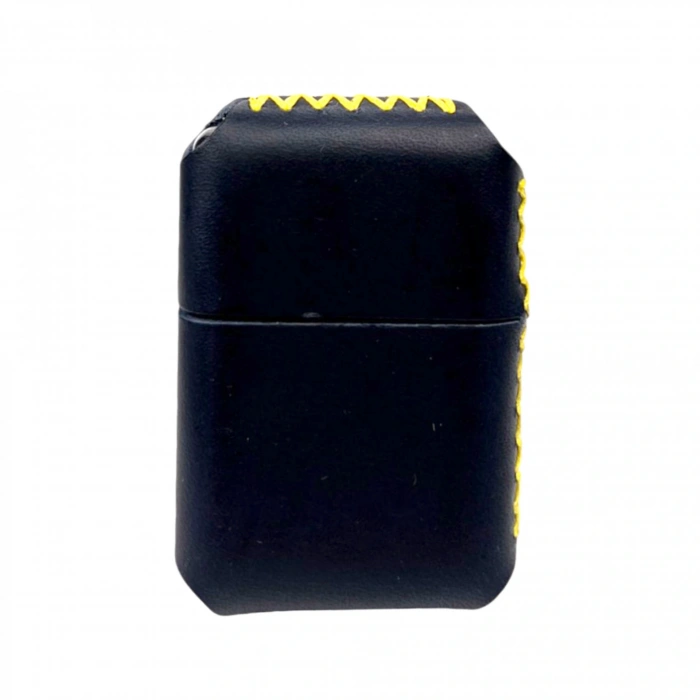 Handmade El Yapımı Hakiki Deri Zippo Modeli Çakmak - AG02001 - Lacivert Sarı