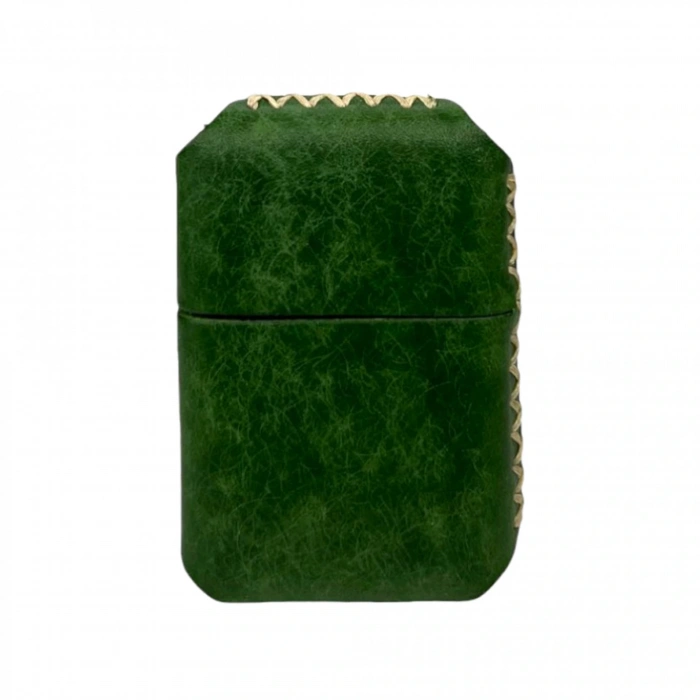 Handmade El Yapımı Hakiki Deri Zippo Modeli Çakmak - AG02001 - Yeşil