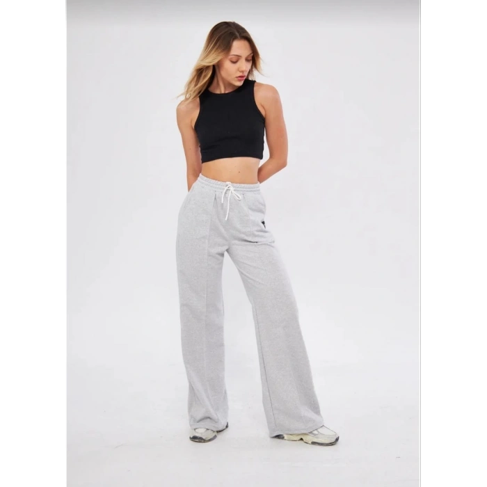 İki iplik Bol Paça Eşofman Pantalon - Gri