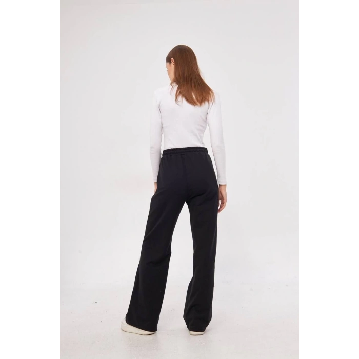 İki iplik Bol Paça Eşofman Pantalon - Siyah