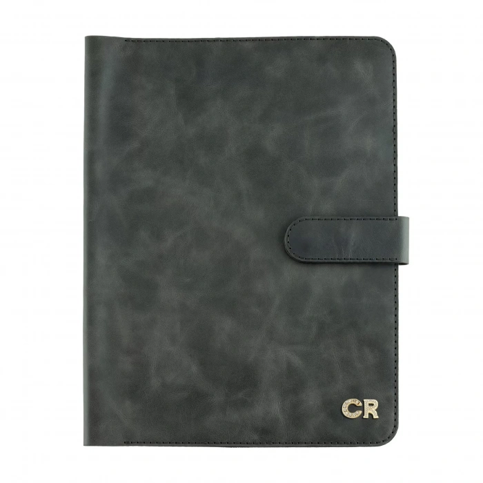 İsme Özel Çıtçıtlı Fonksiyonlu iPad Organizer - %100 Rainbow Deri - ET01002 - Antrasit