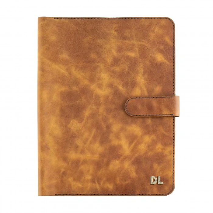 İsme Özel Çıtçıtlı Fonksiyonlu iPad Organizer - %100 Rainbow Deri - ET01002 - Camel