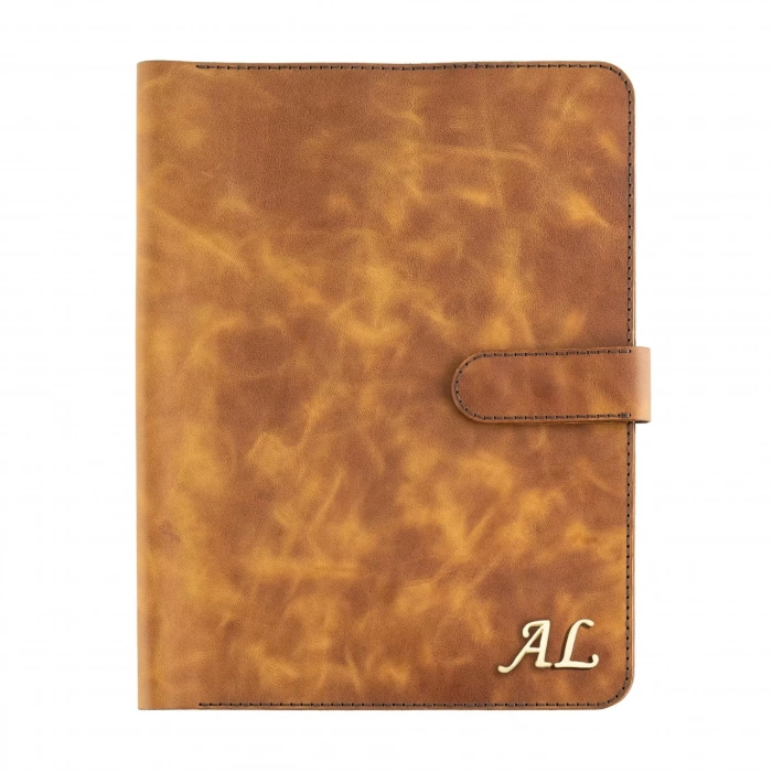 İsme Özel Çıtçıtlı Fonksiyonlu iPad Organizer - %100 Rainbow Deri - ET01002 - Camel