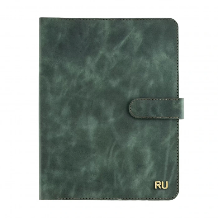 İsme Özel Çıtçıtlı Fonksiyonlu iPad Organizer - %100 Rainbow Deri - ET01002 - Haki