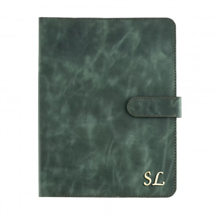 İsme Özel Çıtçıtlı Fonksiyonlu iPad Organizer - %100 Rainbow Deri - ET01002 - Haki